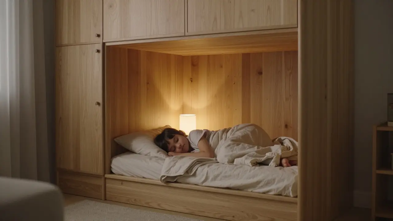 Bezpečné lůžko zaoblenými hranami v teplém prostředí