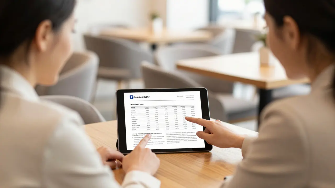 Kupující a prodávce vyjednávání o ceně nemovitosti s využitím dat z katastru.