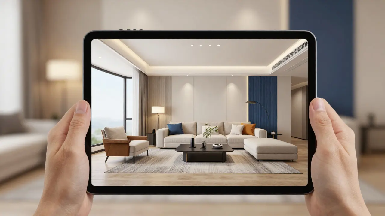 3D vizualizace interiéru na tabletu pro zpětnou vazbu klienta