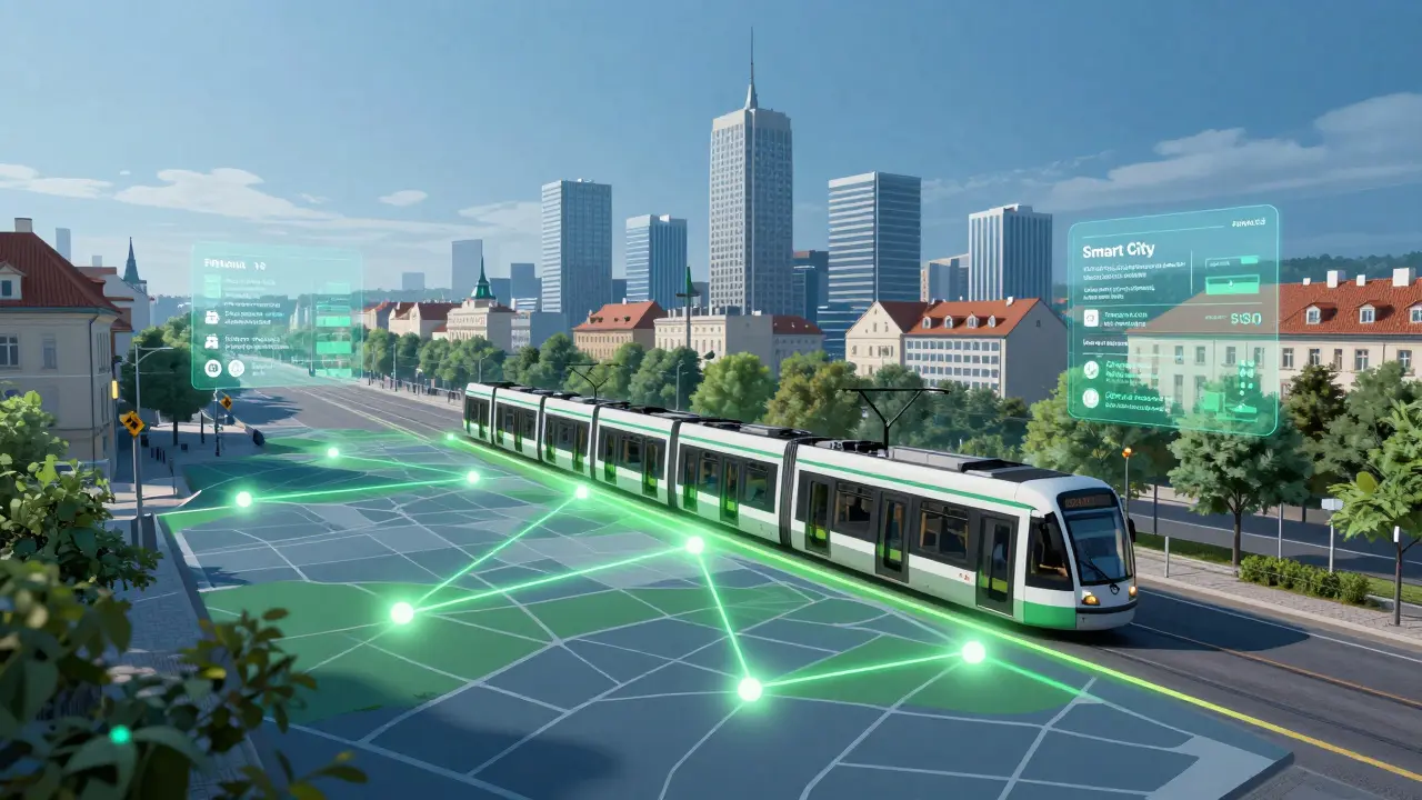 Koncept chytrého města: moderní tramvaj a digitální infrastruktura v Praze 13