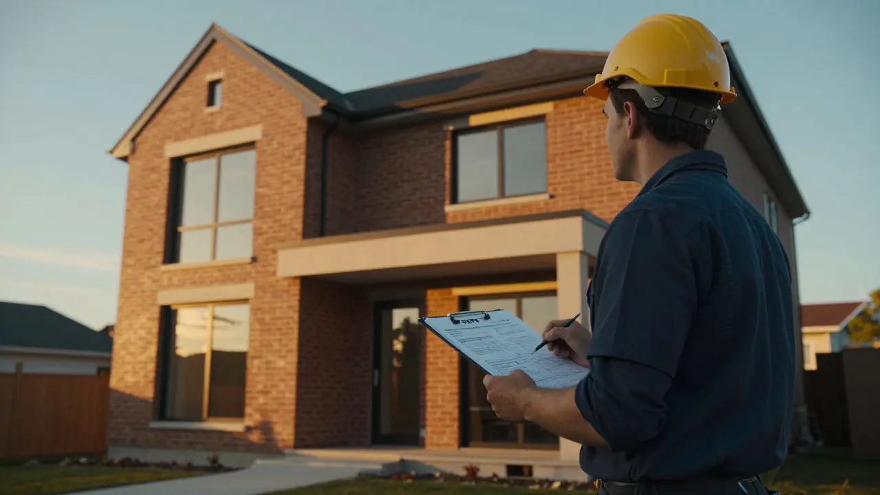 Builder verifying final construction details against documentation