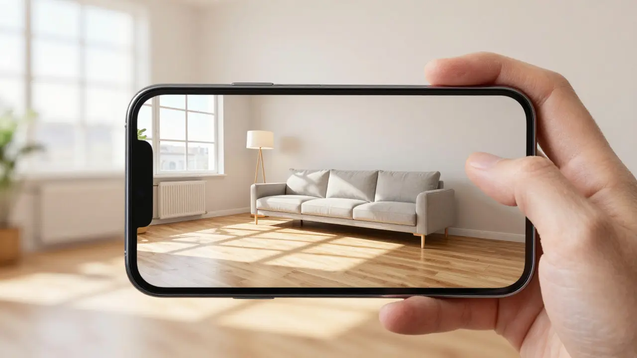 Smartphone zobrazuje nábytek ve skutečném prostoru pomocí AR