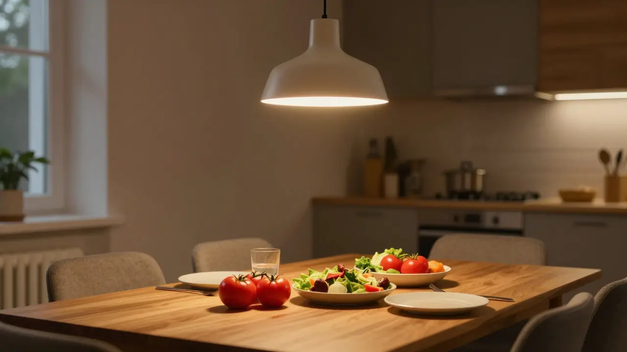 Osvětlení jídelního stolu: správná teplota světla a výška lampy