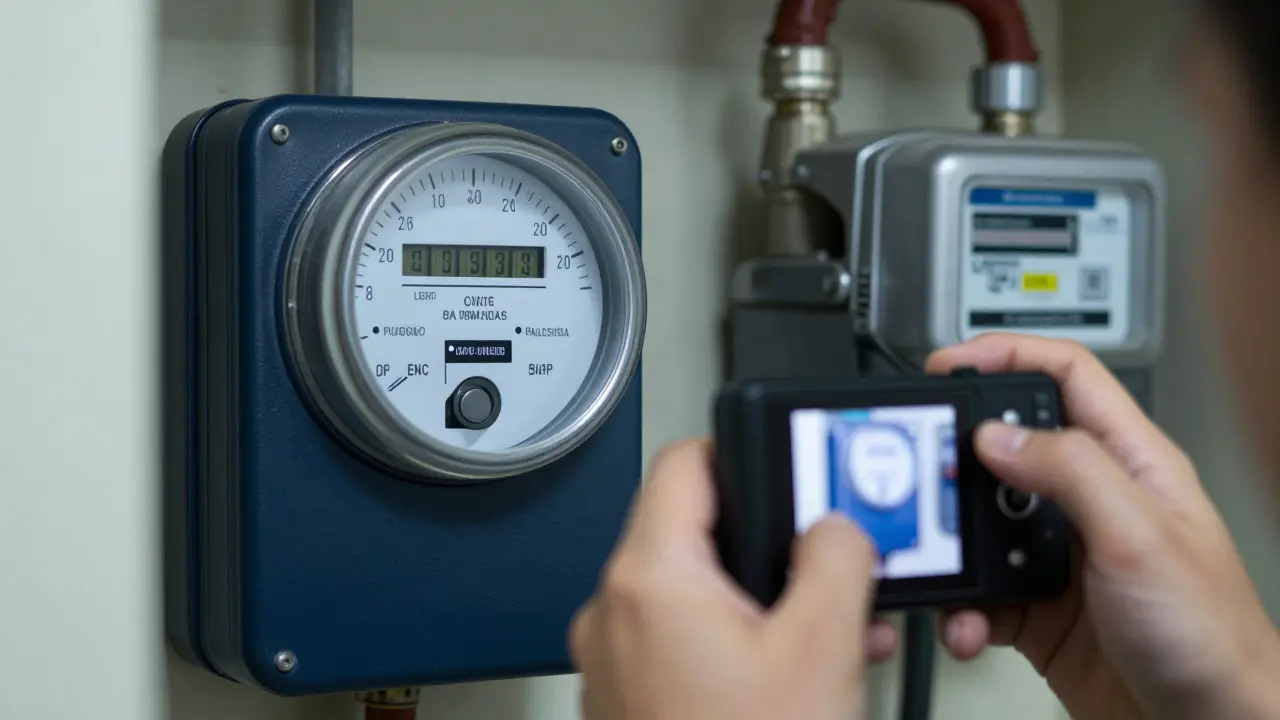 Ruční snímek elektroměru a plynoměru při přebírání bytu