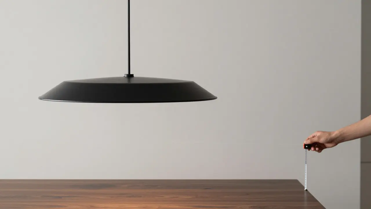 Změření výšky závěsné lampy nad jídelním stolem