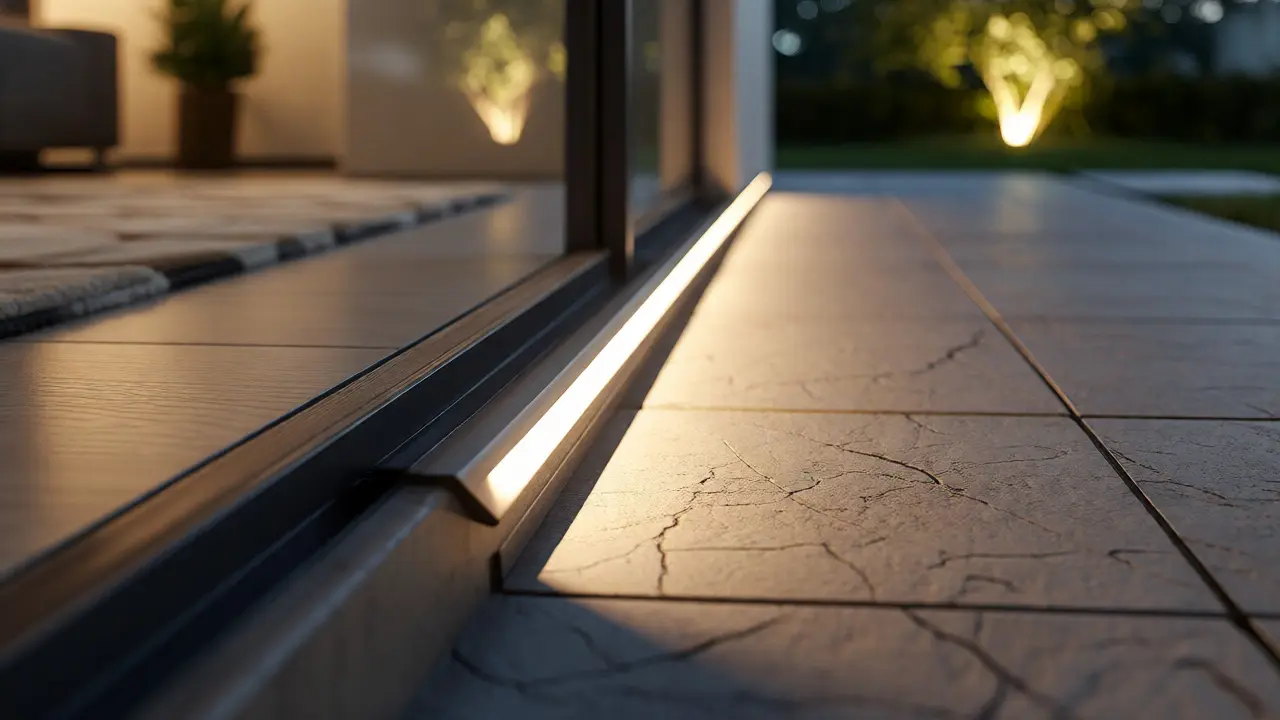 Detailní pohled na nízké LED osvětlení v přechodové zóně