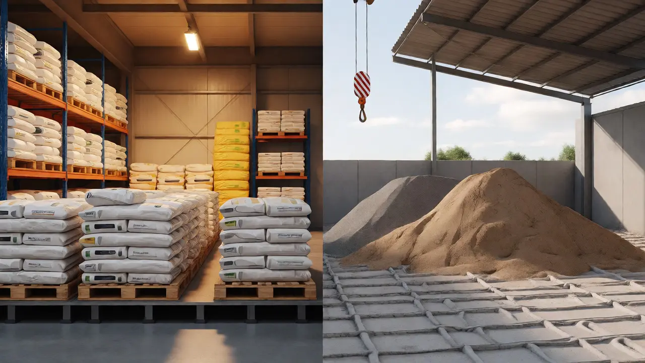 Porovnání organizovaného skladu citlivých materiálů a venkovní skládky písku